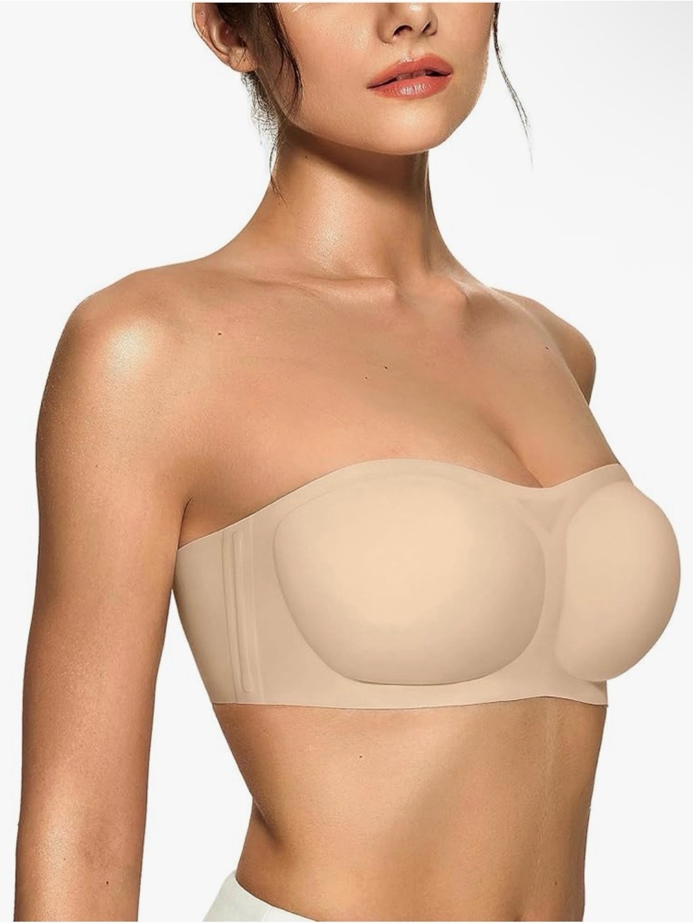 Oeak Strapless Seamless Bandeau Bra in Nude